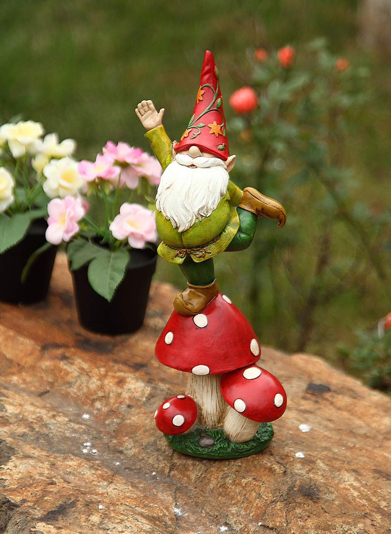 Topadorn Vegetable Garden Gnome Standing on Mushroom, Outdoor Decor for Yard & Patio, Funny Christmas & Holiday Statue Gift - Image 2